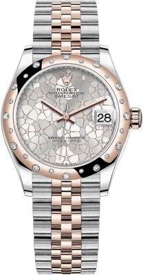 Rolex Datejust 31mm Stainless Steel and Rose Gold 278341rbr Silver Floral Jubilee watch