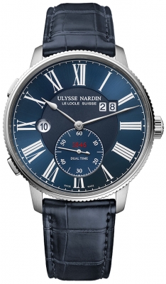 Buy this new Ulysse Nardin Marine Torpilleur Dual Time 44mm 3343-320-3a/1a mens watch for the discount price of £9,423.00. UK Retailer.