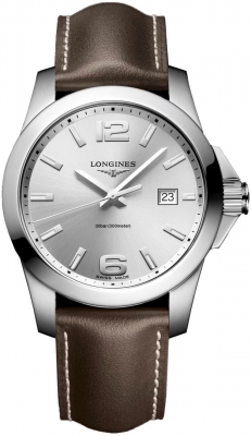 Buy this new Longines Conquest Quartz 41mm L3.759.4.76.5 mens watch for the discount price of £722.00. UK Retailer.