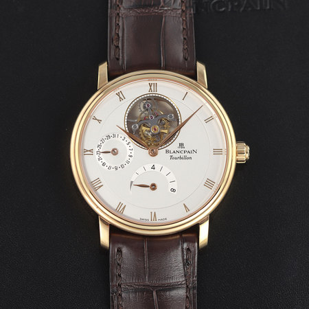 Pre-owned Blancpain Villeret Tourbillon 8 Day 6025-3642-55b