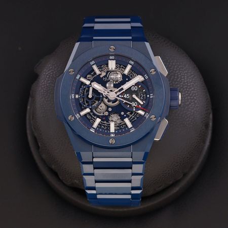 Pre-owned Hublot Big Bang Integrated Blue Ceramic 42mm 451.EX.5123.EX