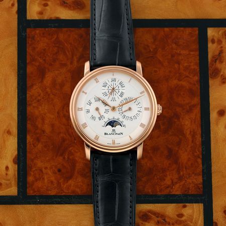 Pre-owned Blancpain Villeret Perpetual Calendar 38mm 6057-3642-55b