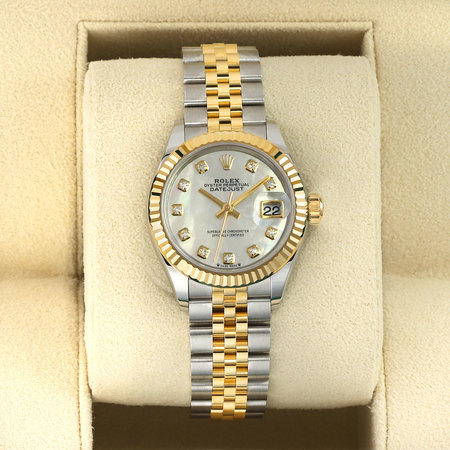 Pre-owned Rolex Lady Datejust 28mm Stainless Steel and Yellow Gold 279173 MOP Diamond Jubilee