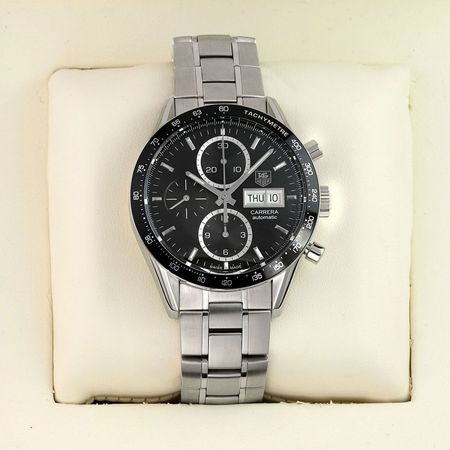 Pre-owned Tag Heuer FACTORY SERVICED Carrera Day Date Chronograph 41mm cv201ag.ba0725