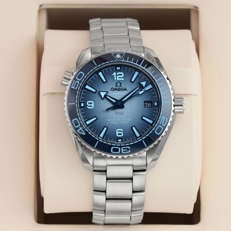 Pre-owned Omega Planet Ocean 600m 39.5mm SUMMER BLUE 215.30.40.20.03.002