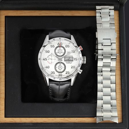 Pre-owned Tag Heuer Carrera Day Date Automatic Chronograph 43mm CV2A11.FC6235