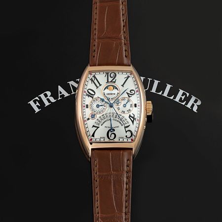 Pre-owned Franck Muller Cintree Curvex Quantieme Perpetual Calendar Equation Of Time 7851 QPE RG Silver
