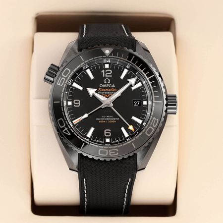 Pre-owned Omega Planet Ocean 600m Co-Axial Master Chronometer GMT 45.5mm 215.92.46.22.01.001