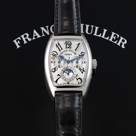 Pre-owned Franck Muller Master Banker Lunar 7880 MBL DT PT SIlver