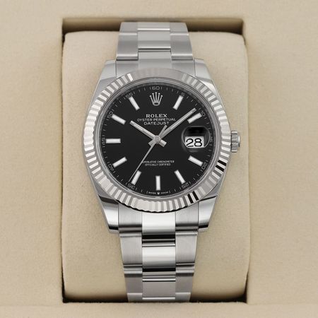 Pre-owned Rolex Datejust 41mm Stainless Steel 126334 Black Index Oyster