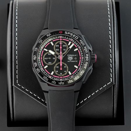 Pre-owned Tag Heuer Formula 1 Chronograph 44 mm Black/Pink LIMITED EDITION CBZ2087.FT8107