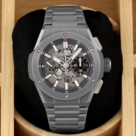 Pre-owned Hublot Big Bang Integrated Grey Ceramic 42mm 451.FX.6923.FX