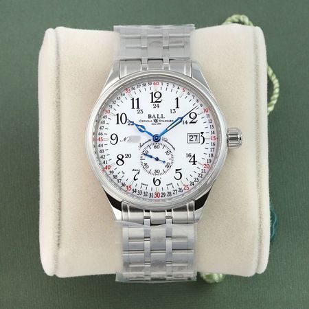 Pre-owned Ball Watch Trainmaster Railroad Standard 130 Years 40mm NM3888D-S4CJ-WH